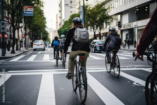 Wallpaper Mural Urban Cyclists Commuting on Busy City Street Torontodigital.ca