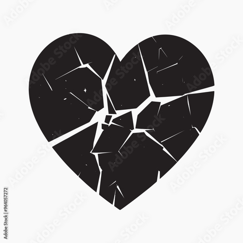 Broken heart silhouette art