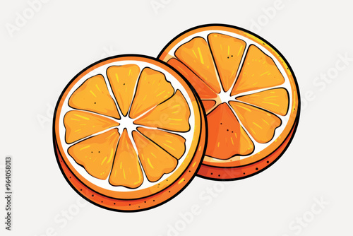 Fresh juicy orange slices illustration