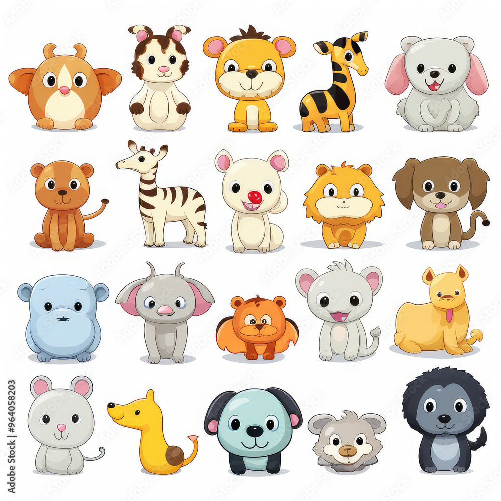 Obraz premium Adorable Cartoon Animal Characters for Kids and Design