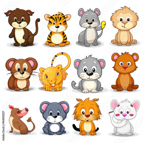 Adorable Cartoon Baby Animals Set for Kids