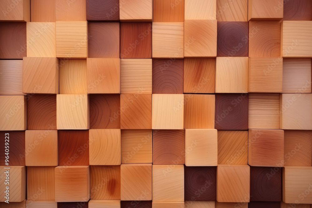 Abstract Wooden Cubes Mosaic Wall Pattern Abstract Wooden Cubes Mosaic Wall Pattern