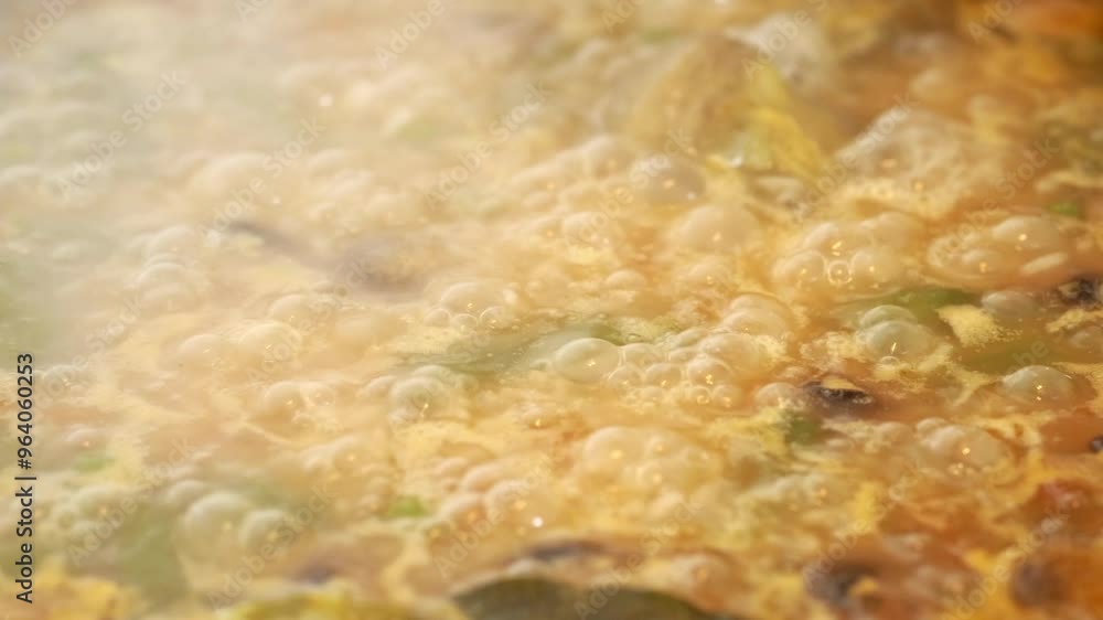 Close-up of Boiling Homemade Vegetable Soup Close-up of Boiling Homemade Vegetable Soup