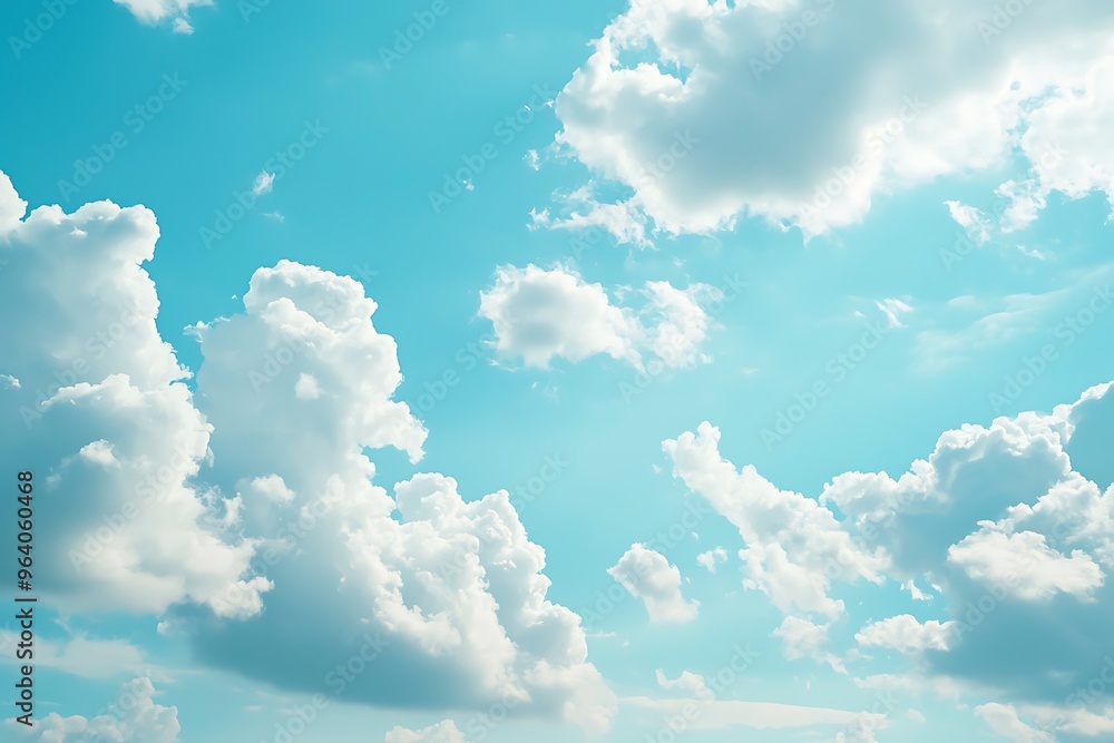 Serene Blue Sky with Fluffy White Clouds Serene Blue Sky with Fluffy White Clouds