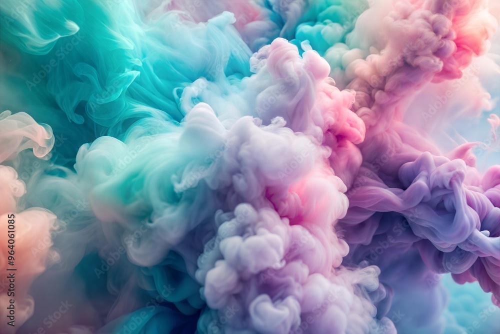 Vibrant multicolor smoke clouds in ethereal atmosphere photographed close up Vibrant multicolor smoke clouds in ethereal atmosphere photographed close up