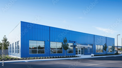 Wallpaper Mural Modern Blue Commercial Building Under Clear Sky Torontodigital.ca