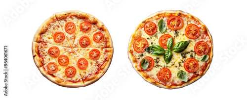 Delicious pizza with cheese, pepperoni and tomato
Transparent background image