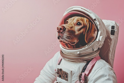 Dog in an astronaut's space suit photo