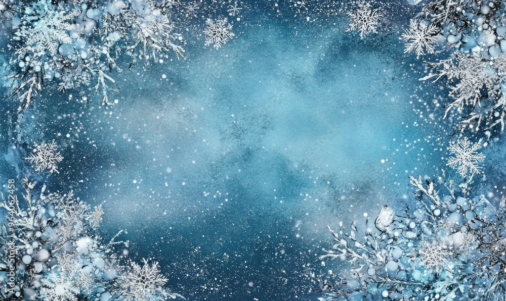 Floral winter frame adorned with snowflakes Illustration Floral winter frame adorned with snowflakes Illustration
