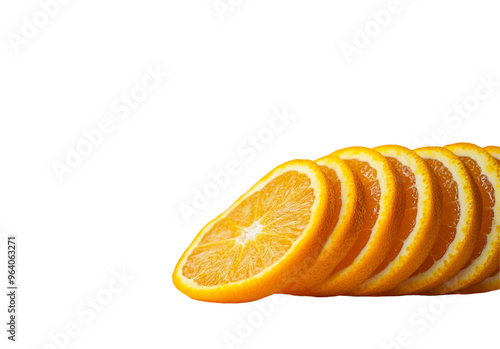 Fresh orange fruit, sliced ​​orange, transparent background