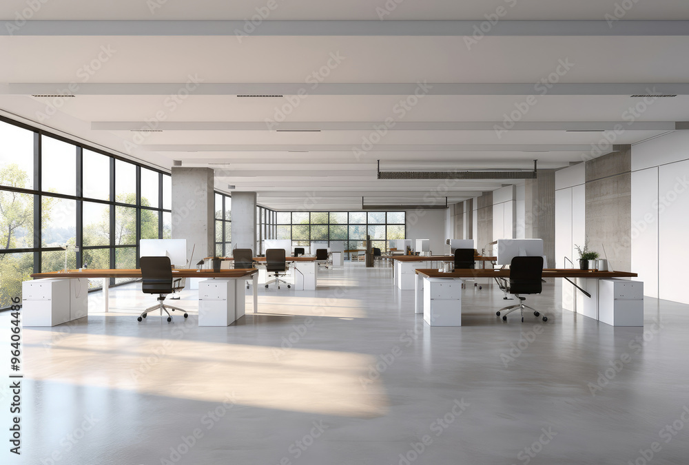 Obraz premium Spacious Modern Open Plan Office Interior