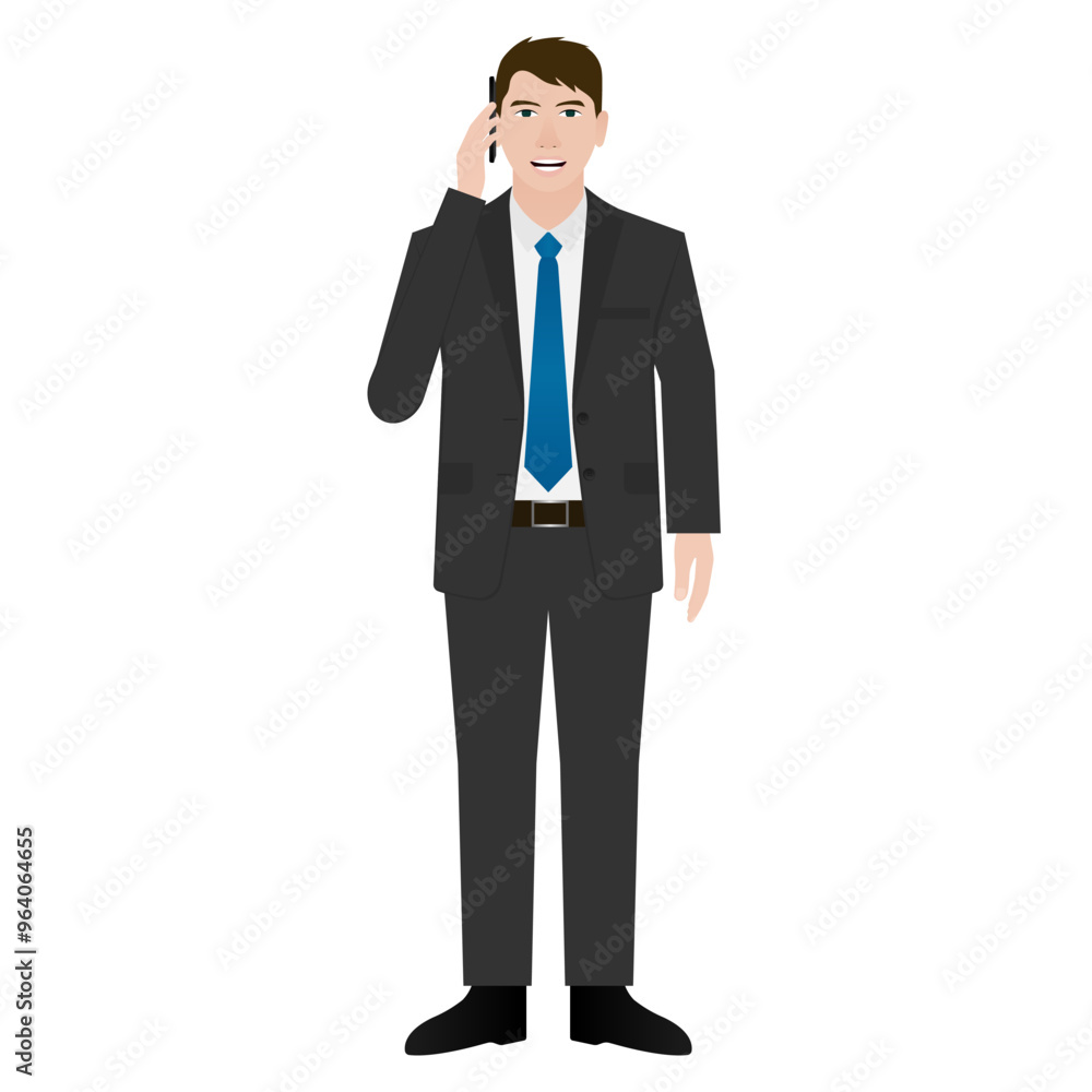 Businessman Talking on Phone. Man Calling. Vector Illustration Isolated on White Background. Businessman Talking on Phone. Man Calling. Vector Illustration Isolated on White Background.