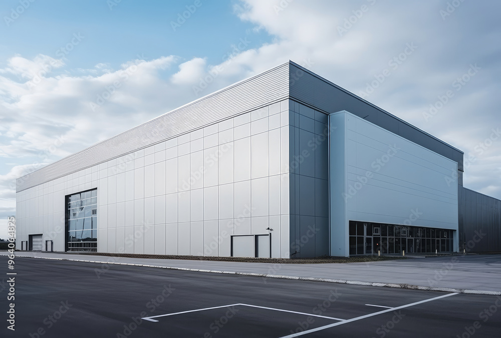 Contemporary Warehouse Building Under Cloudy Skies Contemporary Warehouse Building Under Cloudy Skies