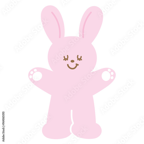 Pink bunny ready to hug for cartoon character, greeting card, mascot, animal, zoo, souvenir shop, cute patch, brooch, shirt print, rabbit doll, kid toy, sticker, standee, expression, happy easter, ads