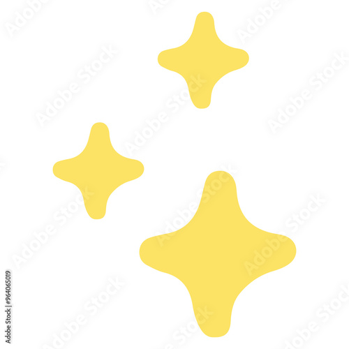 Illustration of yellow sparkles for decoration, tattoo, sticker, cute patches, shirt print, sign, symbol, label, png transparent background, poster, post card, night time, graphic resources