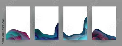 Modern abstract covers set, Modern colorful wave liquid flow poster. Cool gradient shapes composition, vector covers design.	