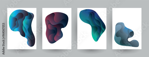 Modern abstract covers set, Modern colorful wave liquid flow poster. Cool gradient shapes composition, vector covers design.	