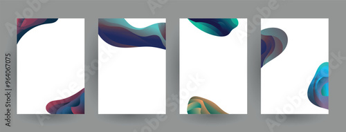 Modern abstract covers set, Modern colorful wave liquid flow poster. Cool gradient shapes composition, vector covers design.	