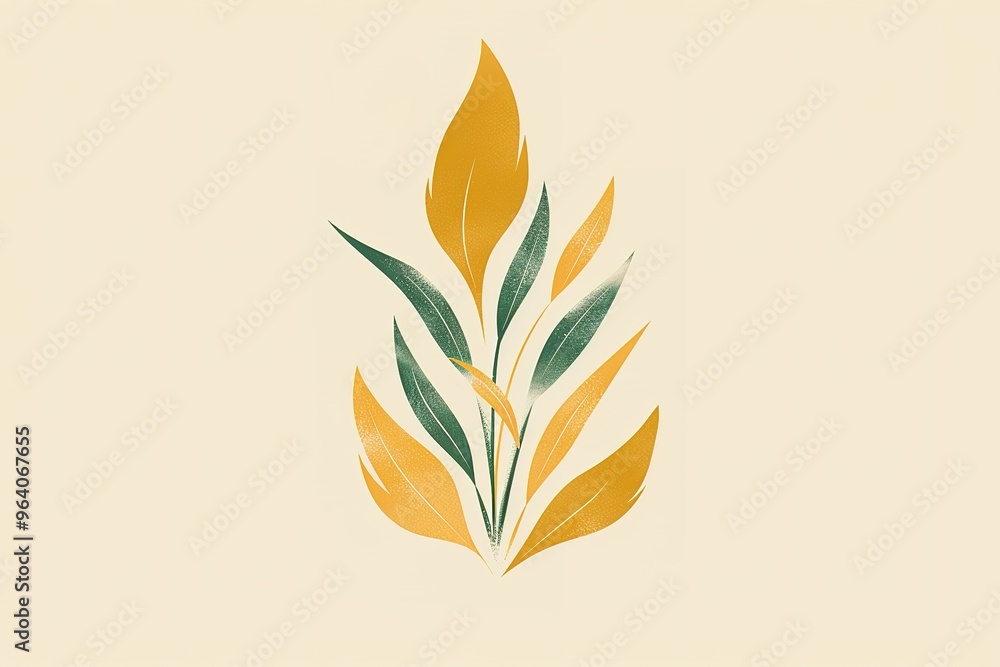 Abstract Minimalist Leaf Illustration in Green and Yellow Hues Abstract Minimalist Leaf Illustration in Green and Yellow Hues