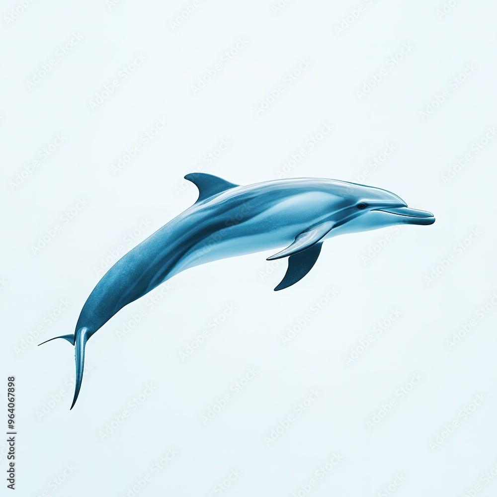 Fototapeta premium Elegant dolphin swimming in blue water with sleek silhouette