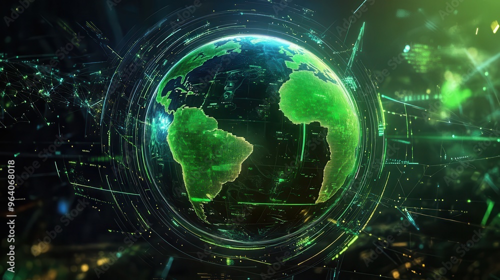 Futuristic Earth Data Visualization Displayed with Holographic Layers in Tech Style Futuristic Earth Data Visualization Displayed with Holographic Layers in Tech Style
