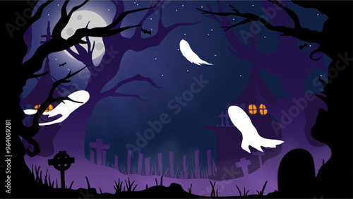 Haunted Graveyard wallpaper with ghosts