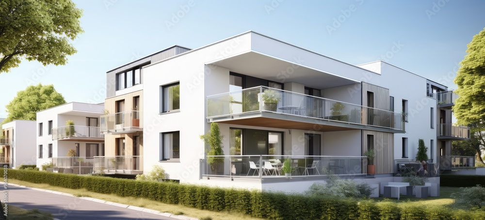 Modern Apartment Complex in Tranquil Suburb Modern Apartment Complex in Tranquil Suburb