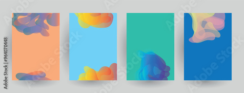 Modern abstract covers set, Modern colorful wave liquid flow poster. Cool gradient shapes composition, vector covers design.	