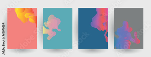 Modern abstract covers set, Modern colorful wave liquid flow poster. Cool gradient shapes composition, vector covers design.	