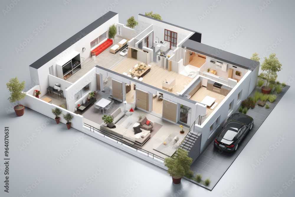 Cross-section of a Contemporary Luxury House Cross-section of a Contemporary Luxury House