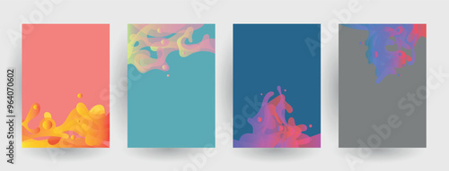 Modern abstract covers set, Modern colorful wave liquid flow poster. Cool gradient shapes composition, vector covers design.	