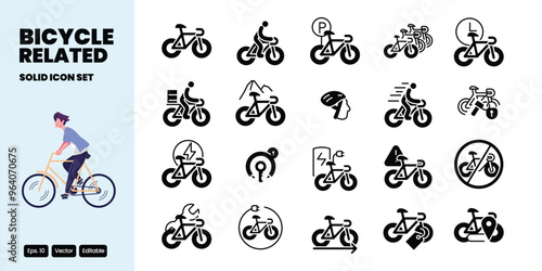 bicycle related solid icon vector design good for web and mobile app