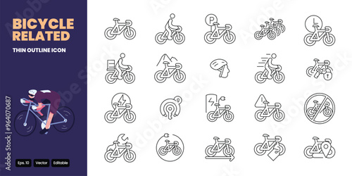 bicycle related thin outline icon vector design good for web and mobile app