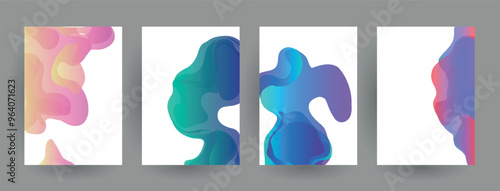 Modern abstract covers set, Modern colorful wave liquid flow poster. Cool gradient shapes composition, vector covers design.	