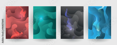 Modern abstract covers set, Modern colorful wave liquid flow poster. Cool gradient shapes composition, vector covers design.	