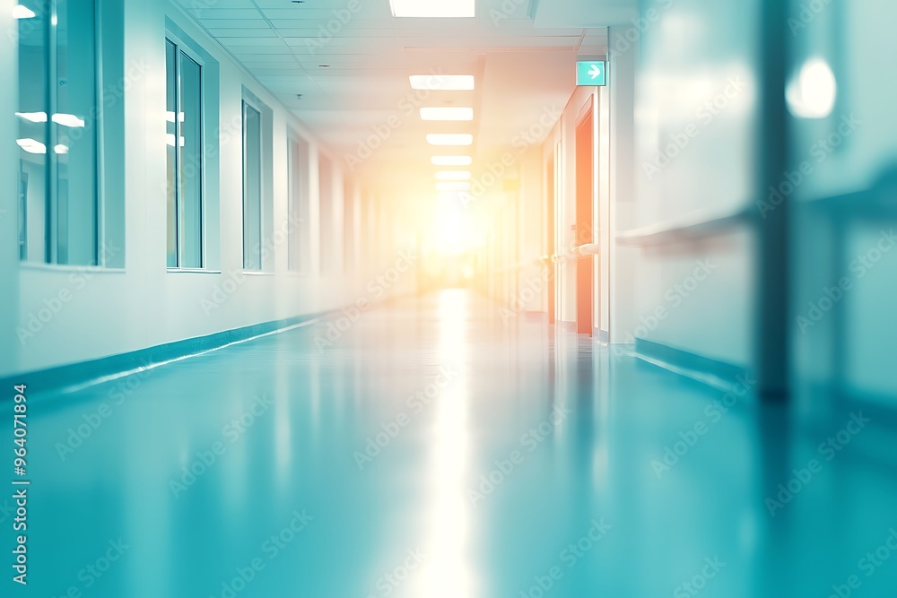 Bright Hospital Corridor with Soft Lighting Effect Bright Hospital Corridor with Soft Lighting Effect