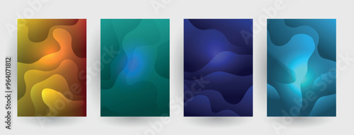Modern abstract covers set, Modern colorful wave liquid flow poster. Cool gradient shapes composition, vector covers design.	