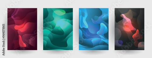 Modern abstract covers set, Modern colorful wave liquid flow poster. Cool gradient shapes composition, vector covers design.	