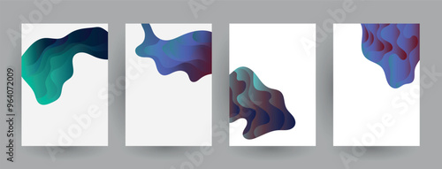 Modern abstract covers set, Modern colorful wave liquid flow poster. Cool gradient shapes composition, vector covers design.	