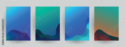 Modern abstract covers set, Modern colorful wave liquid flow poster. Cool gradient shapes composition, vector covers design.	