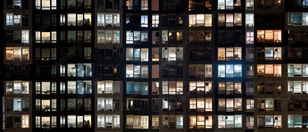 City Lights: Apartment Building Windows at Night City Lights: Apartment Building Windows at Night