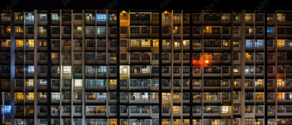 City Apartment Building Windows at Night City Apartment Building Windows at Night