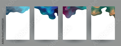 Modern abstract covers set, Modern colorful wave liquid flow poster. Cool gradient shapes composition, vector covers design.	