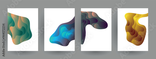Modern abstract covers set, Modern colorful wave liquid flow poster. Cool gradient shapes composition, vector covers design.	