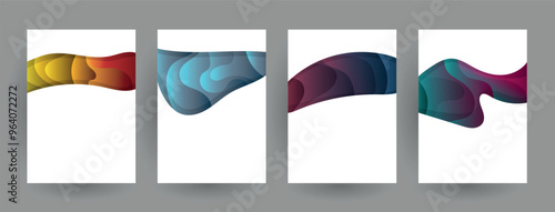 Modern abstract covers set, Modern colorful wave liquid flow poster. Cool gradient shapes composition, vector covers design.	
