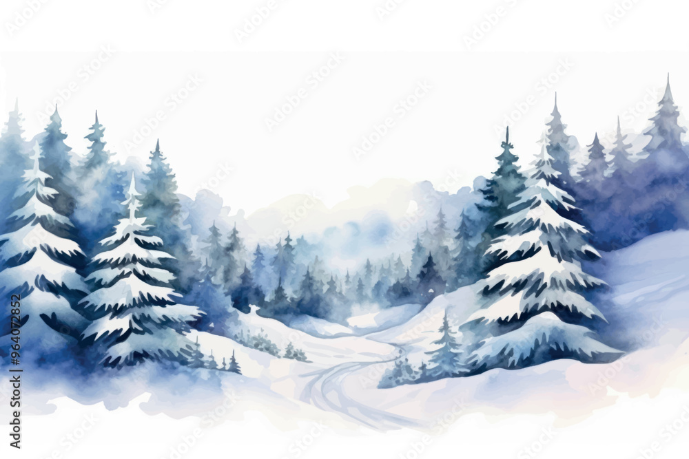 Fototapeta premium Serene winter forest landscape painting