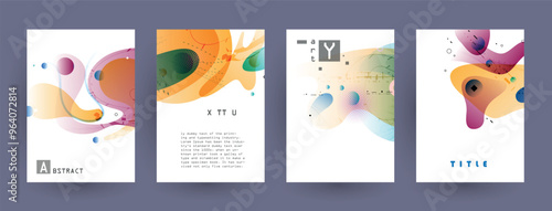 Modern abstract covers set, Modern colorful wave liquid flow poster. Cool gradient shapes composition, vector covers design.	