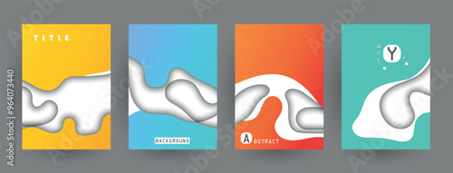 Modern abstract covers set, Modern colorful wave liquid flow poster. Cool gradient shapes composition, vector covers design.	