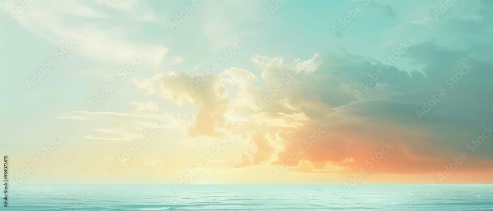 Fototapeta premium Pastel Sky at Sunset Over Calm Sea