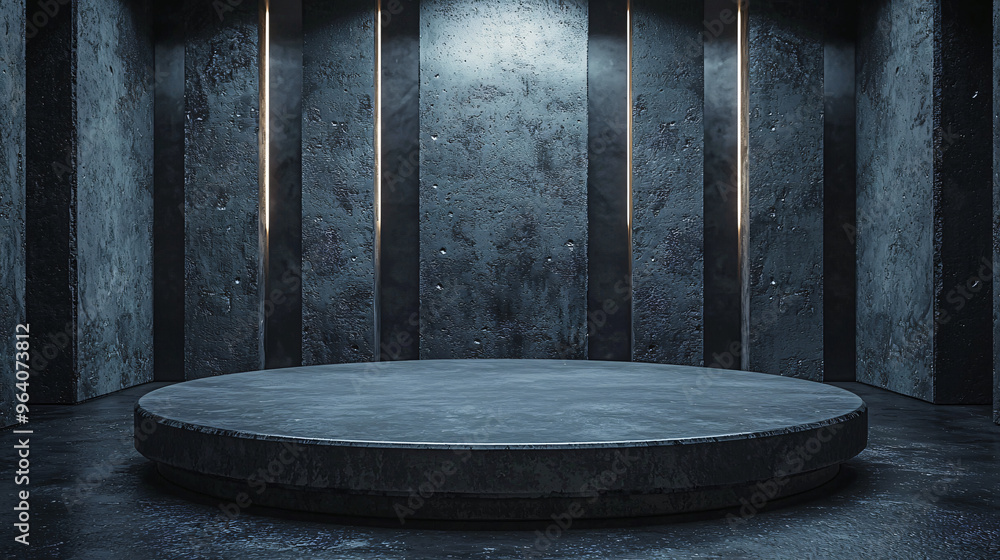 Fototapeta premium Modern Concrete Podium with Industrial Texture and Dramatic Ambiance